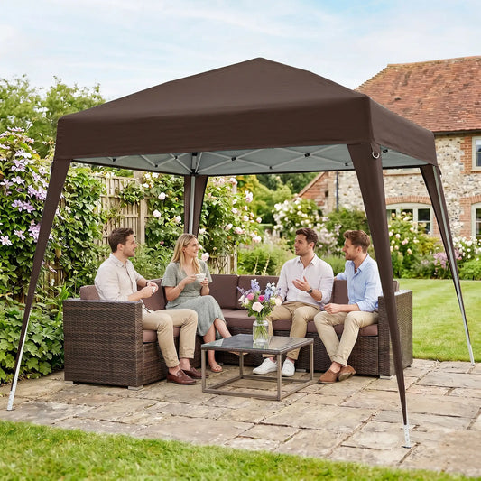 8' x 8' Pop Up Canopy, Outdoor Folding Tent, Portable Party Tent Pop Up Canopies Coffee at Gallery Canada
