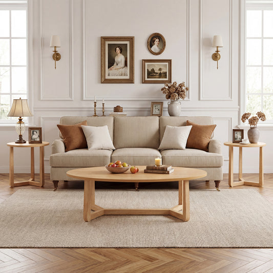 Nesting Coffee Table Set, Wood Veneer Top, Rubber Wood Legs, Natural Coffee Tables Natural at Gallery Canada
