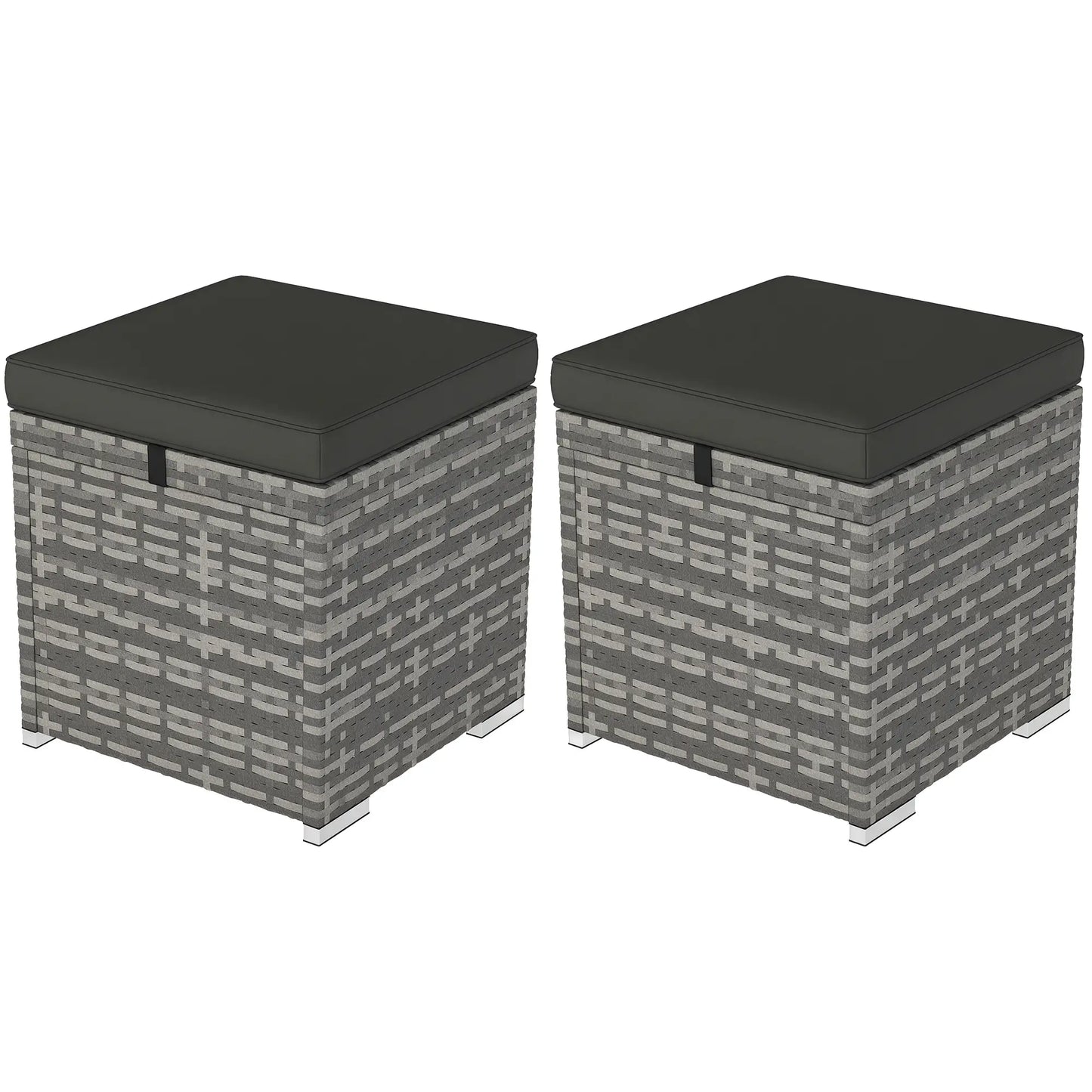 2 Piece Wicker Ottoman With Storage, Square Footstool, Dark Grey Patio Furniture Sets at Gallery Canada