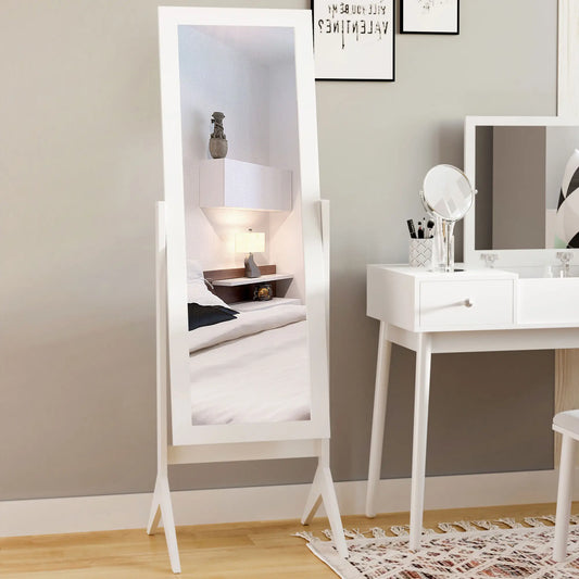 Full Length Mirror, Free Standing, Adjustable Angle, White Full Length Mirrors White at Gallery Canada