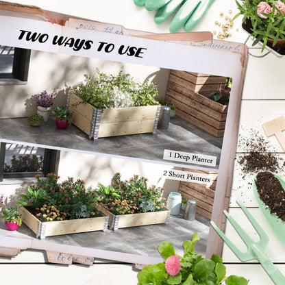 Raised Garden Bed, Foldable Two-Box Wooden Planters for Outdoor Vegetables, Flowers, Herbs, Plants, Easy Assembly at Gallery Canada
