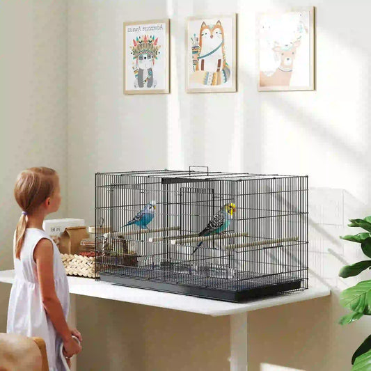 Cage pour oiseaux 18", Grande cage pour perruches, Noir