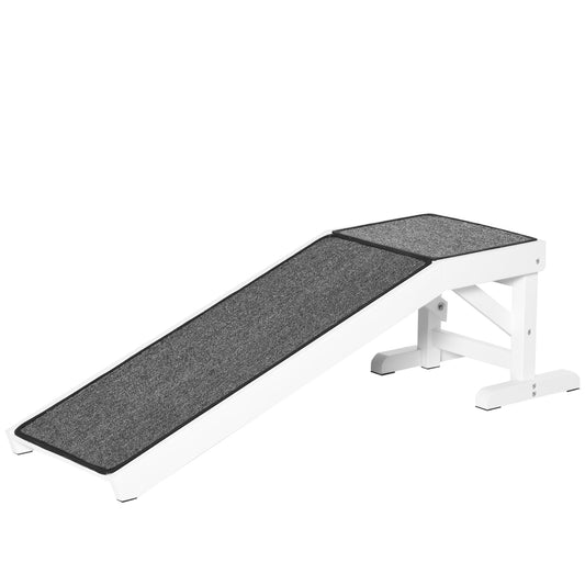 Pet Ramp, Bed Steps for Dogs Cats with Non-slip Carpet, 49"L x 16"W x 14"H, White Grey - Gallery Canada