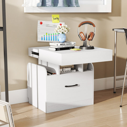 Modern Nightstand With Charging Station, White