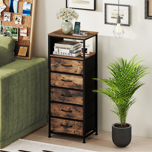 Nightstand With Charging Station, 39 Inches, Brown Nightstands Brown at Gallery Canada