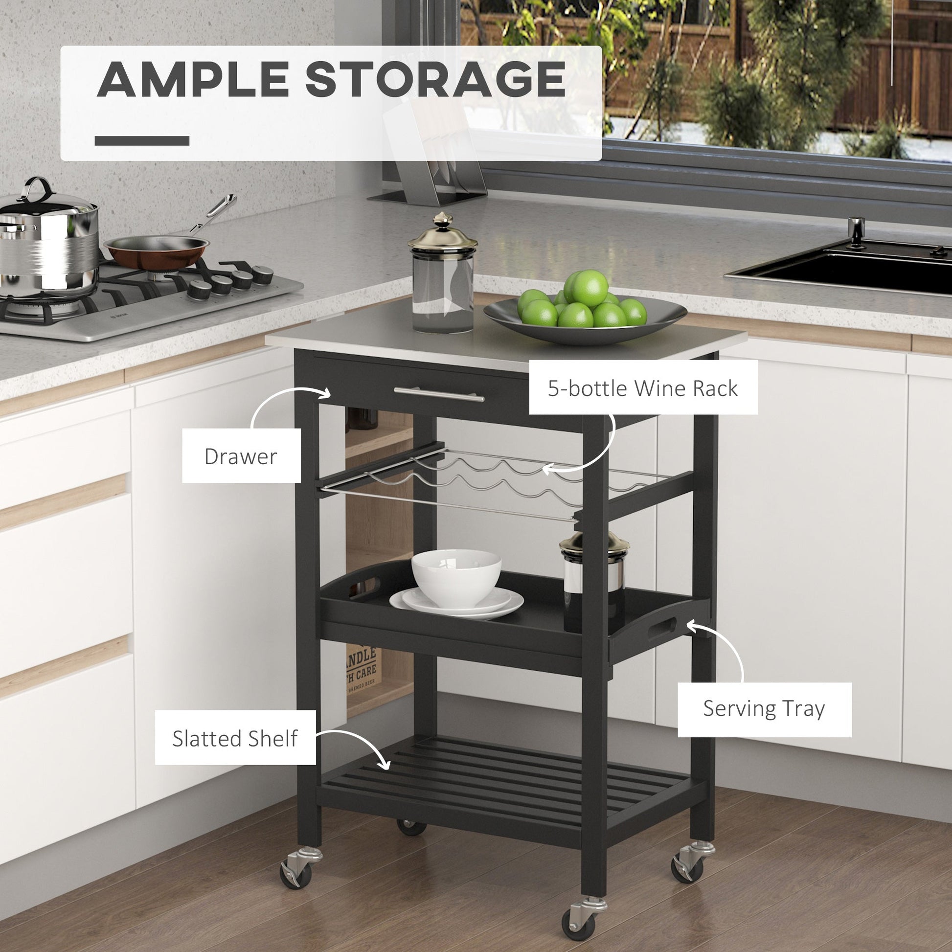 Room Essentials Portable Stainless Steel Top Kitchen Cart with Storage Drawer 3-Tier at Gallery Canada
