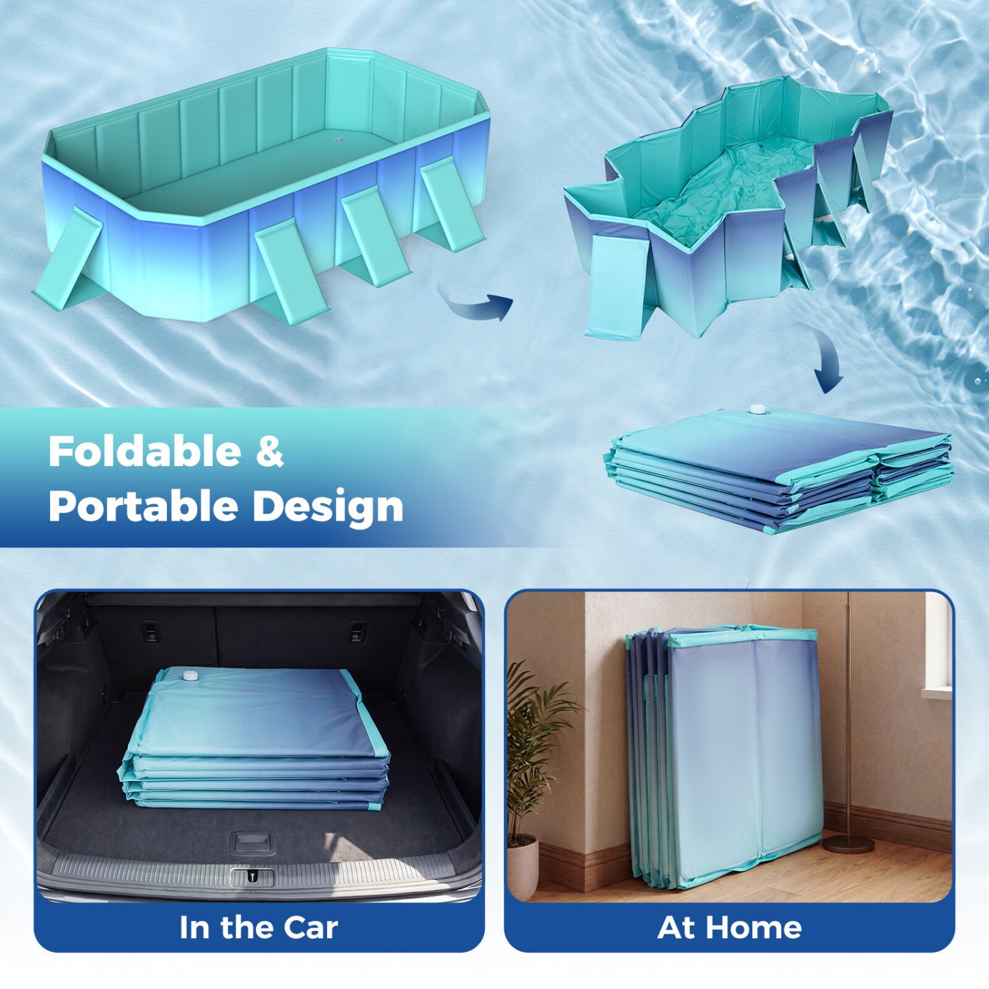 Non-Inflatable Swimming Pool Portable Around Ground Pool with 24 Wall Panels-Gradient, Green Gradient Swimming Pools at Gallery Canada