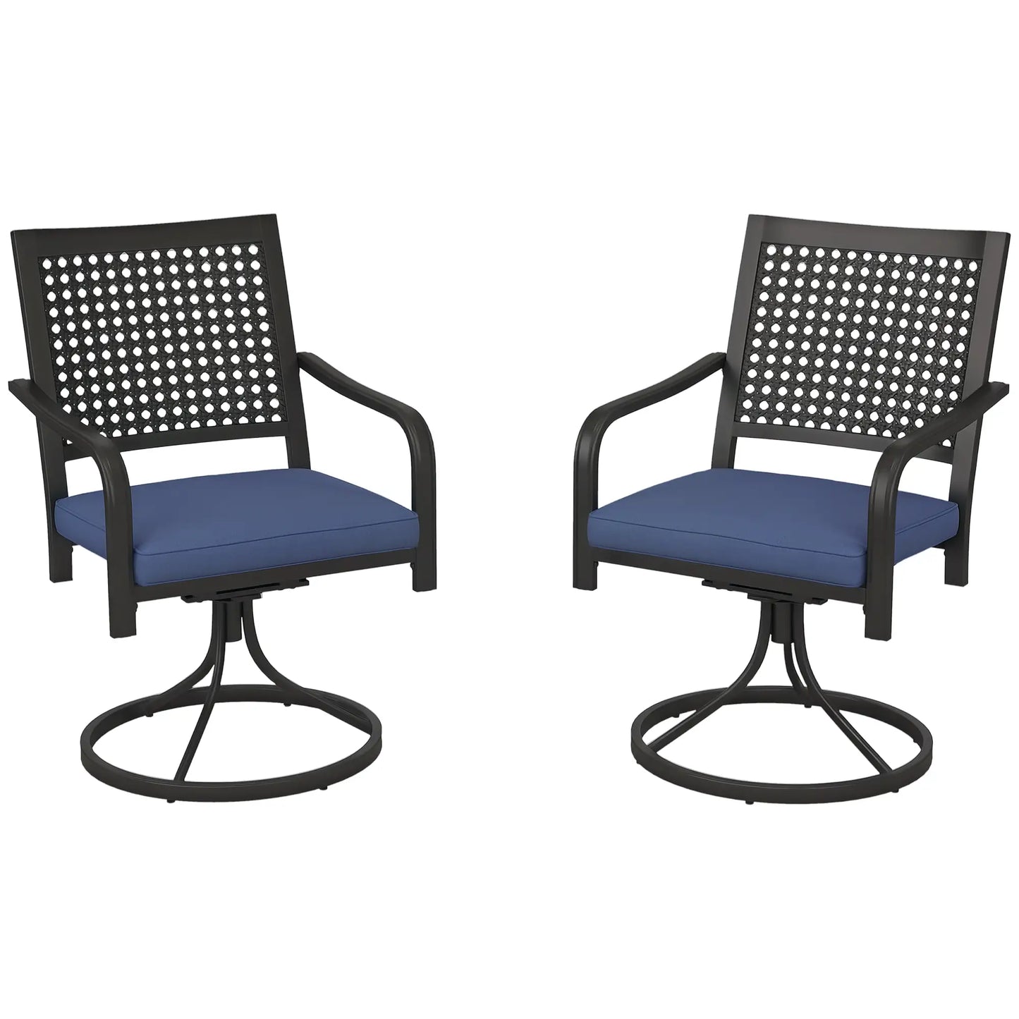 2 Patio Swivel Chairs with Cushion, Outdoor Rocker, Navy Blue Bistro Sets at Gallery Canada