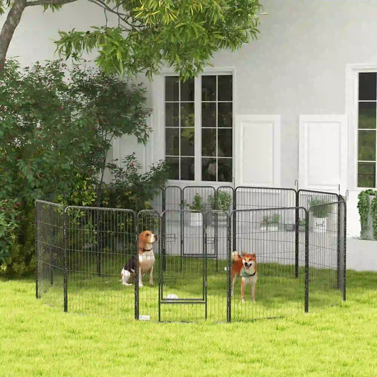 Dog Pen With Gate, 12 Panels Puppy Playpen, 39"H Houses, Kennels & Pens Grey at Gallery Canada