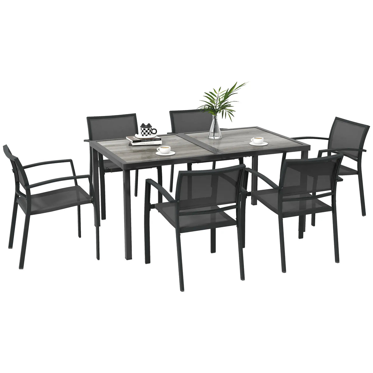7-Piece Outdoor Dining Set, 6 Stackable Chairs, Plastic Top Table Outdoor Dining Sets at Gallery Canada