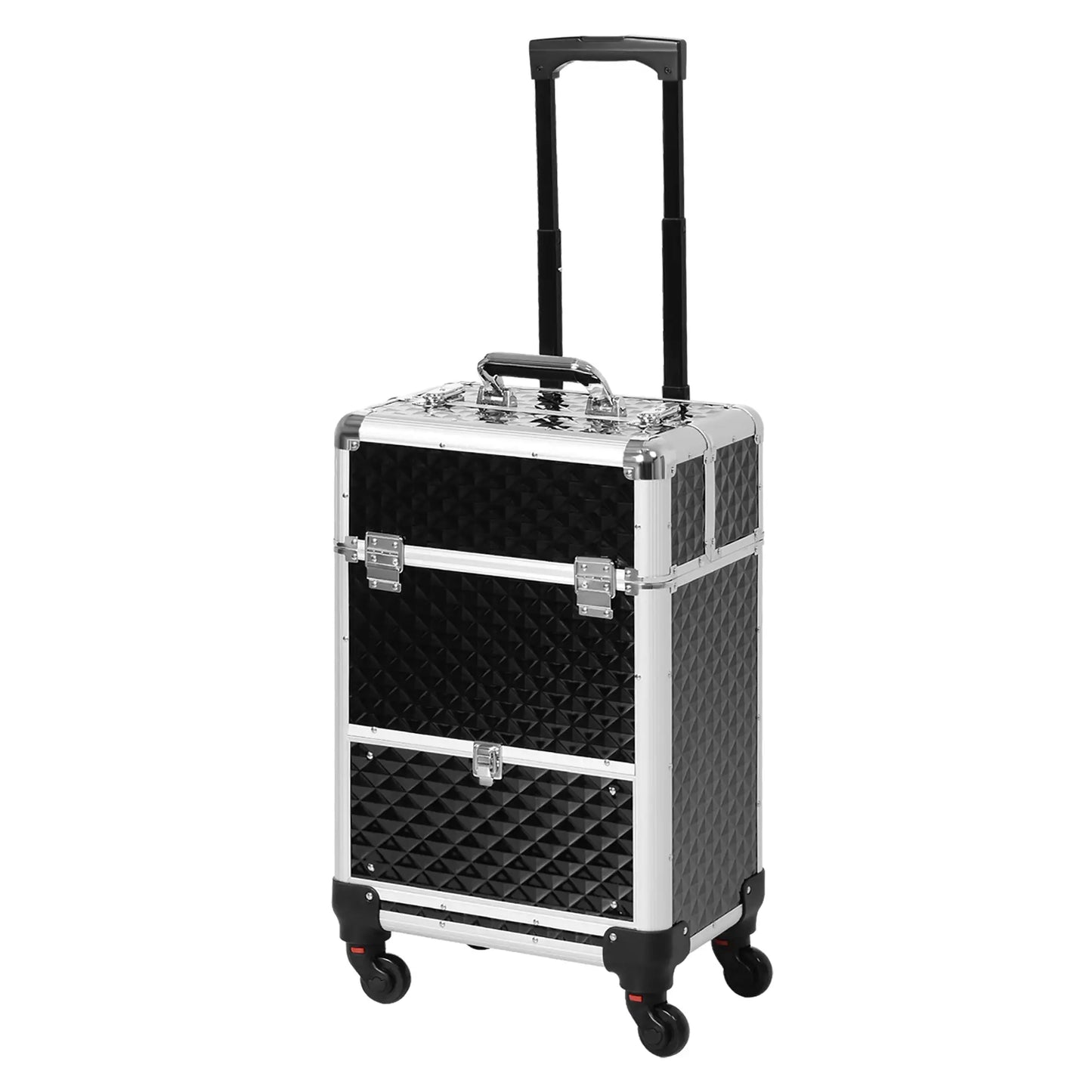 Portable Aluminum Makeup Train Case, Rolling Cosmetic Organizer, 4 Wheels, Black Makeup Cases at Gallery Canada