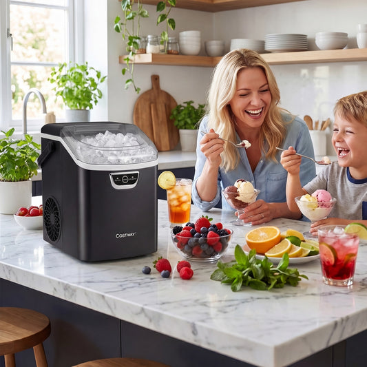 Machine à glaçons à glace pilée pour comptoir, alarme sonore complète, noir