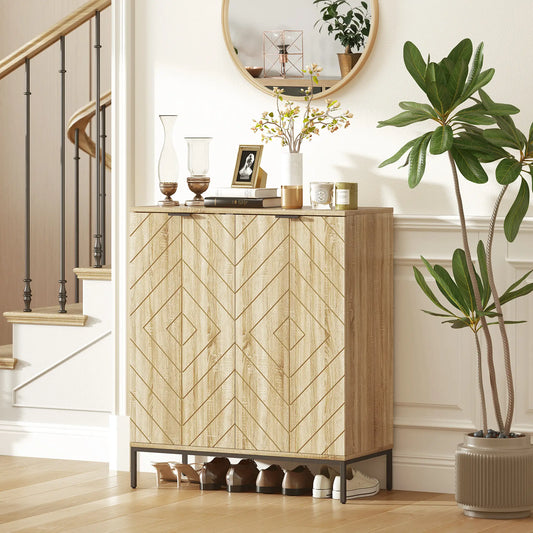 Shoe Storage Cabinet for 15 Pairs, Adjustable Shelves, Oak Shoe Storage Cabinets & Racks Oak at Gallery Canada