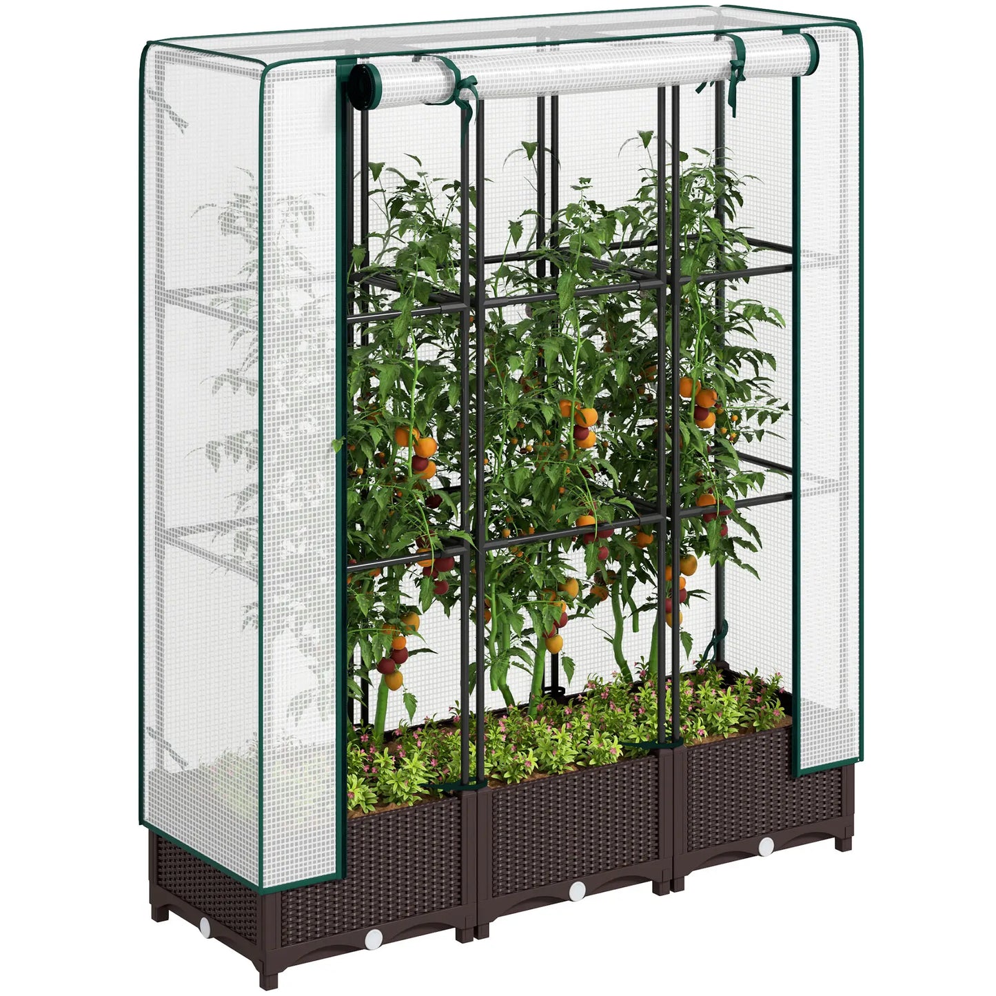 Raised Garden Bed Kit with Trellis, PE Cover, Zipper Door, 47 x 16 x 50 Inch Raised Garden Beds at Gallery Canada