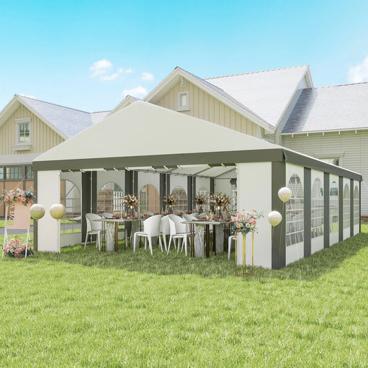 20'x33' Heavy Duty Party Tent, Portable Garage Canopy, Grey Canopy Tents Grey and White at Gallery Canada