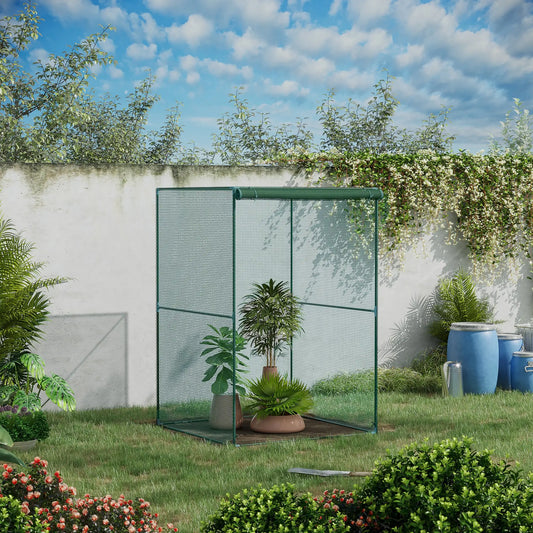 4' x 4' Walk-In Greenhouse, Roll-Up Zipper Door, Dark Green