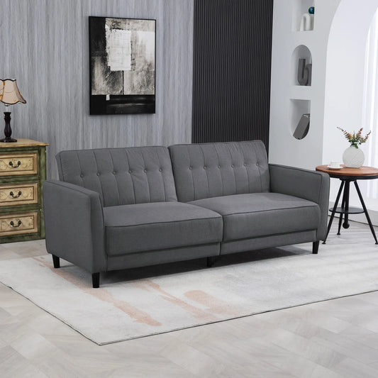 Convertible Bed with Couch, Adjustable Back Sofa Bed, Charcoal Grey 2-Seater Sofas Charcaol Grey at Gallery Canada