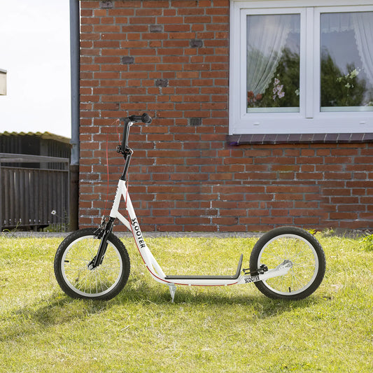 Kids Kick Scooter, 5+ Years, 16'' Inflatable Wheel, Dual Brakes, White Scooters White at Gallery Canada