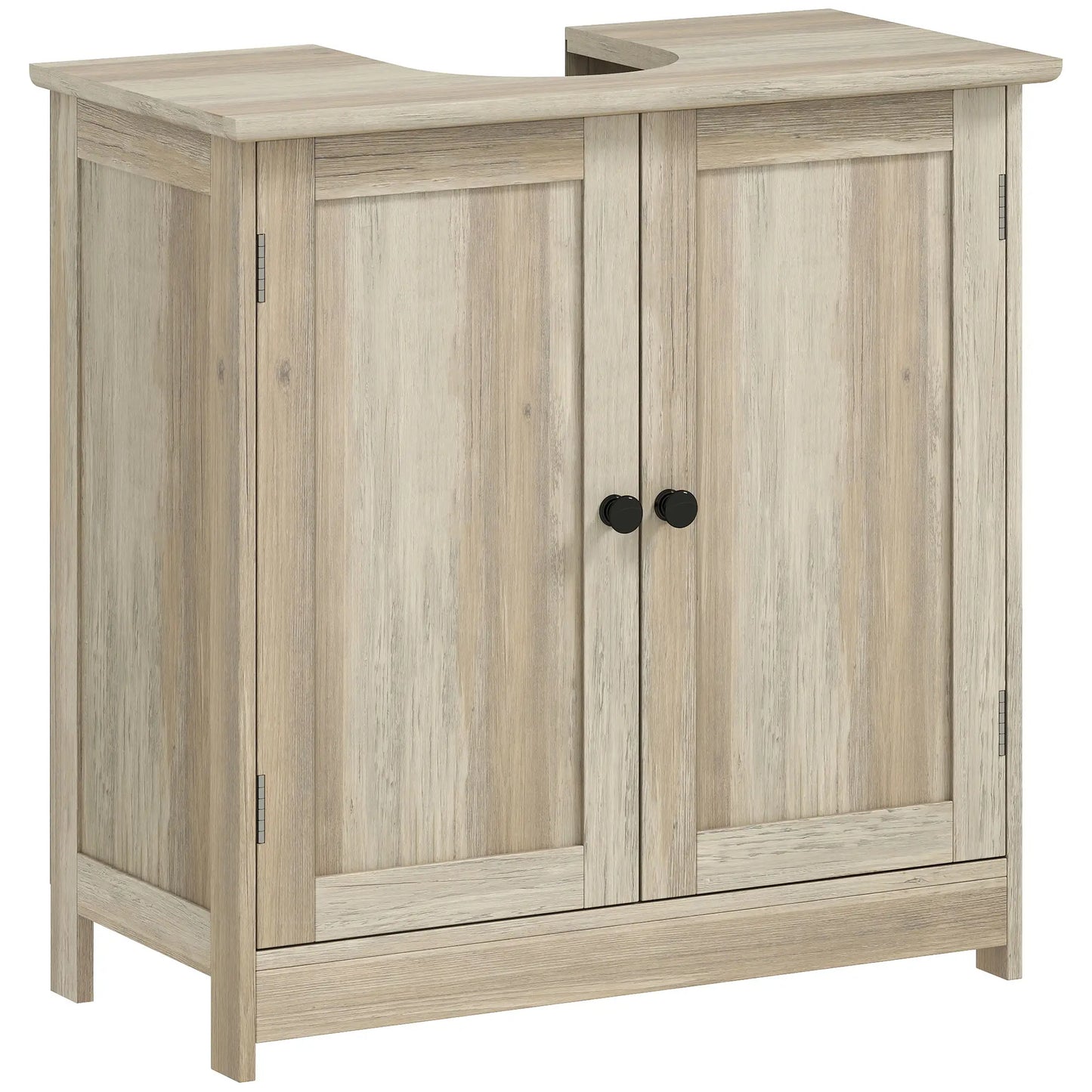 Bathroom Vanity, 24" Pedestal Sink Bathroom Vanity Furniture with 2 Doors and Shelf, Grey Wood Grain Sink Cabinets at Gallery Canada