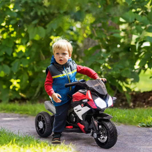 Kids Electric Motorcycle Ride-On Toy, 3 Wheels, Music, Horn, Lights, Red Electric Motorcycles Red at Gallery Canada