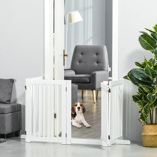 Barrière pour animaux en bois, barrière pour chien pliable, forme en Z 4 panneaux