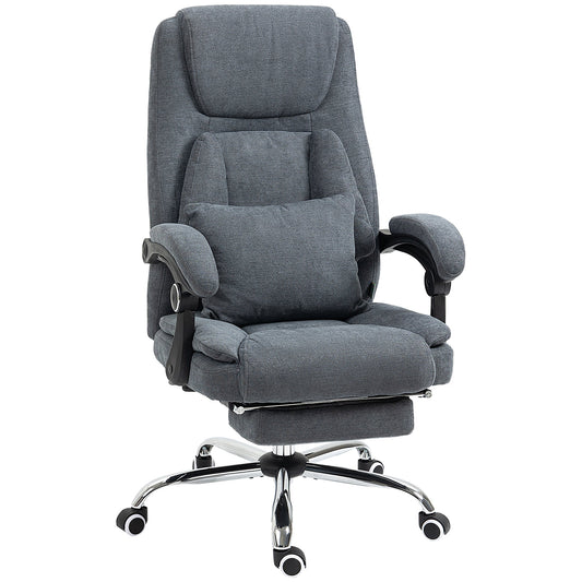 Massage Office Chair with Kneading, Swivel Fabric Recliner Chair with Footrest, Armrest, Grey - Gallery Canada
