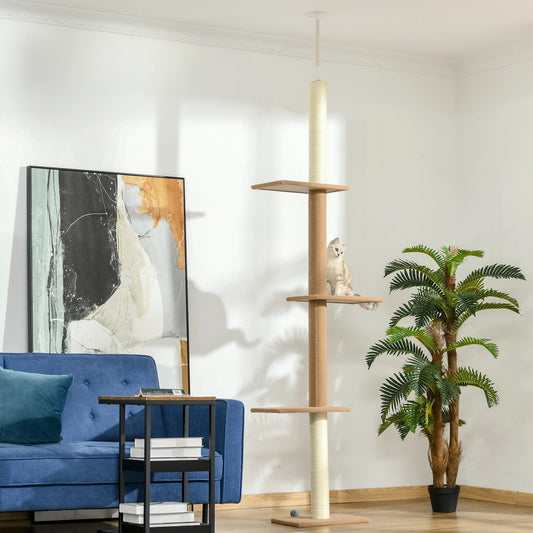 100 Floor To Ceiling Cat Tree, 3 Perches Activity Center, Brown Floor to Ceiling Cat Trees Brown at Gallery Canada