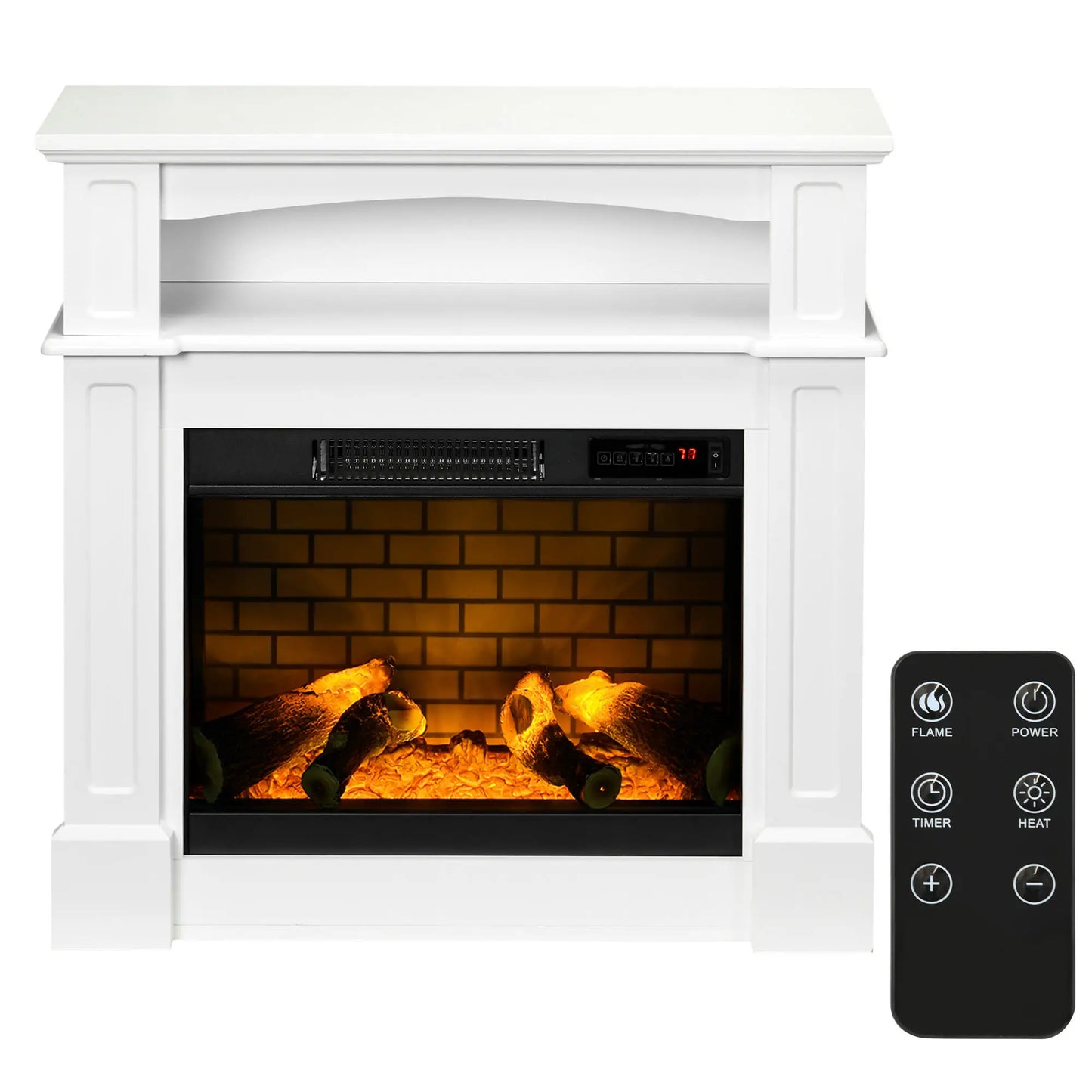 Electric Fireplace With Mantel, Freestanding Heater, 700W/1400W, White Electric Fireplaces at Gallery Canada