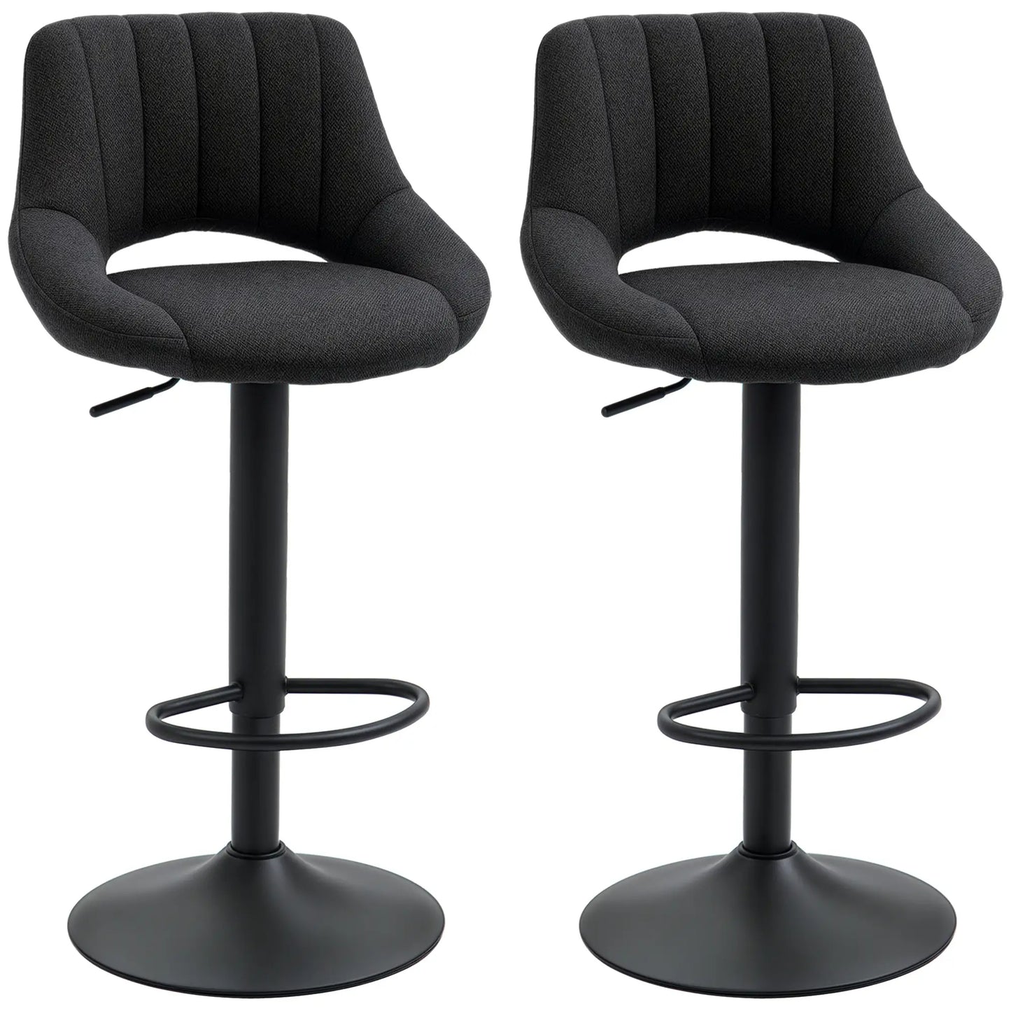 Swivel Bar Stools Set of 2, Linen Upholstered, Round Metal Base Bar Stools at Gallery Canada