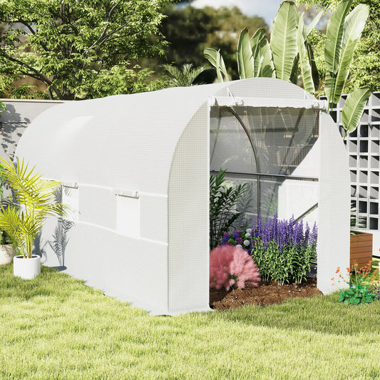 14.6x6.6x6.6ft Walk-in Greenhouse, Portable Garden Plant House, White Walk In Greenhouses White at Gallery Canada