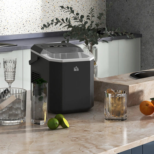 Portable Ice Maker, Self Cleaning, 9 Cubes in 6 Mins, 26lbs/24Hrs, 2 Sizes Small Kitchen Appliances Black at Gallery Canada