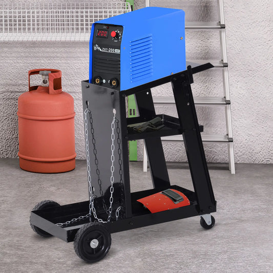 3 Tier Welding Cart, Welder Trolley, Garage Cart for Tanks Gas Bottles, Black Tool Organizers Black at Gallery Canada