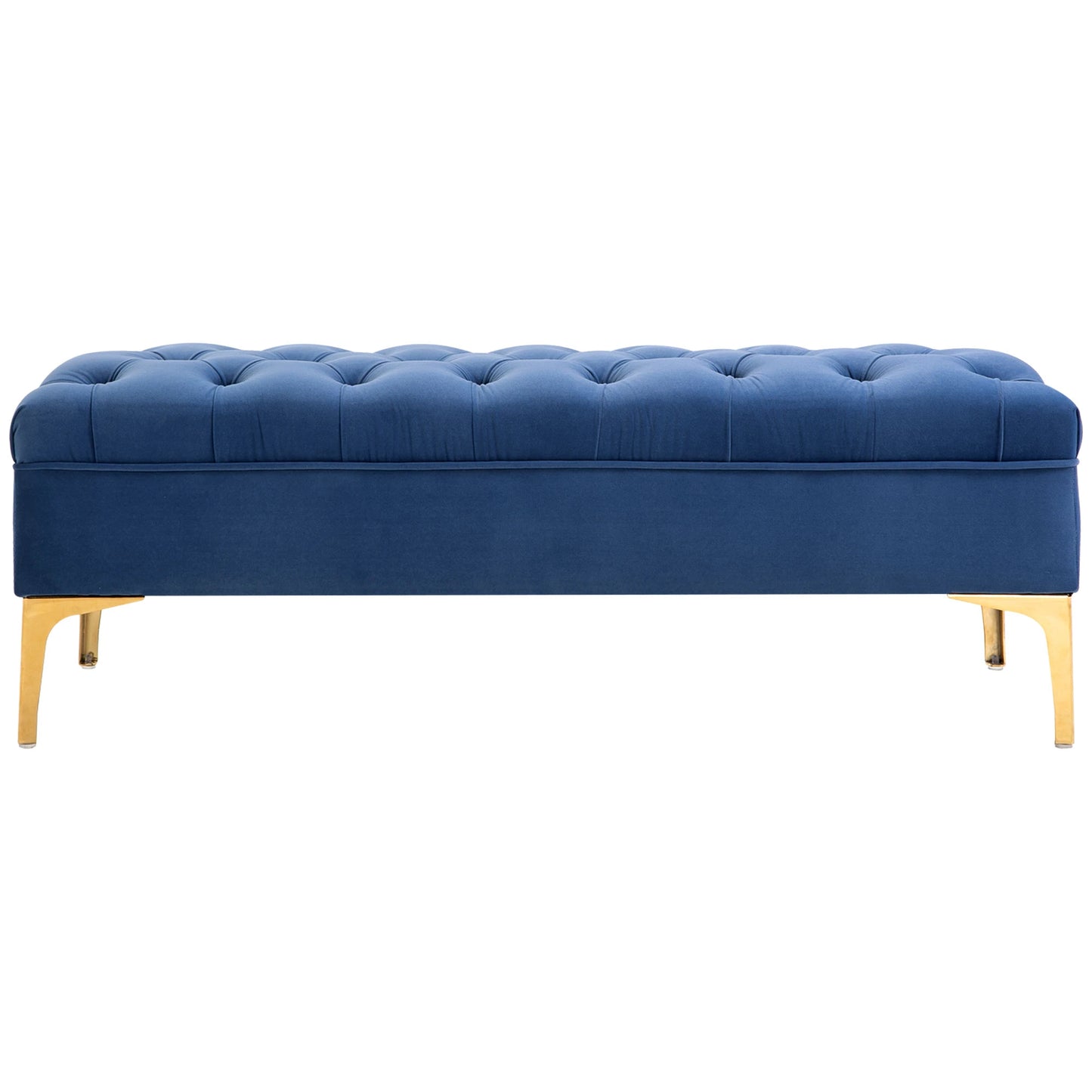 Upholstered End of Bed Bench, Button Tufted, 36 Inches, Blue Storage Ottomans & Benches at Gallery Canada