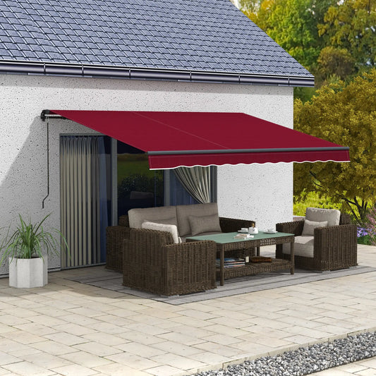 13' x 10' Retractable Awning, UV Resistant Sunshade, Wine Red Window Awnings Wine Red at Gallery Canada