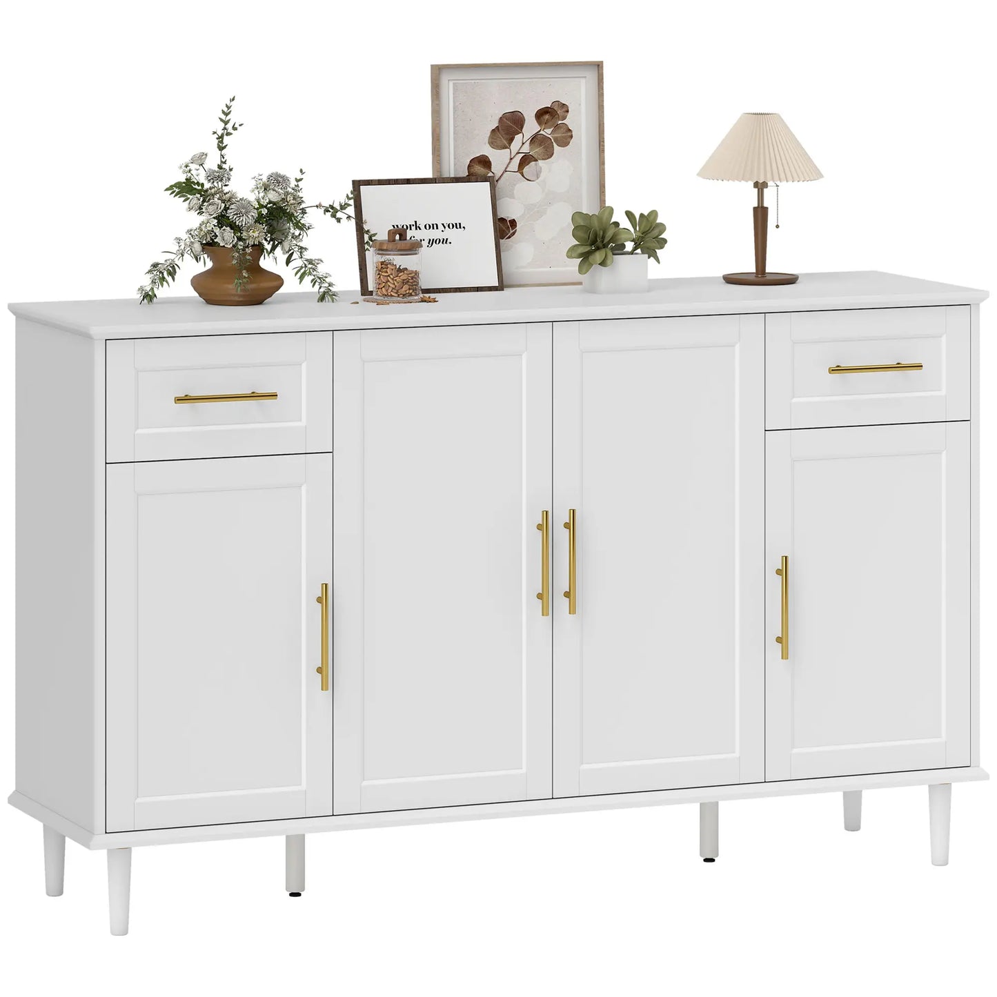 55" Buffet Cabinet, Soft-Close Doors, 2 Drawers, 3 Shelves, White Bar Cabinets at Gallery Canada