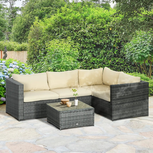 3 Piece Rattan Outdoor Furniture Set w/ Loveseats & Table, Beige Patio Furniture Sets Beige at Gallery Canada