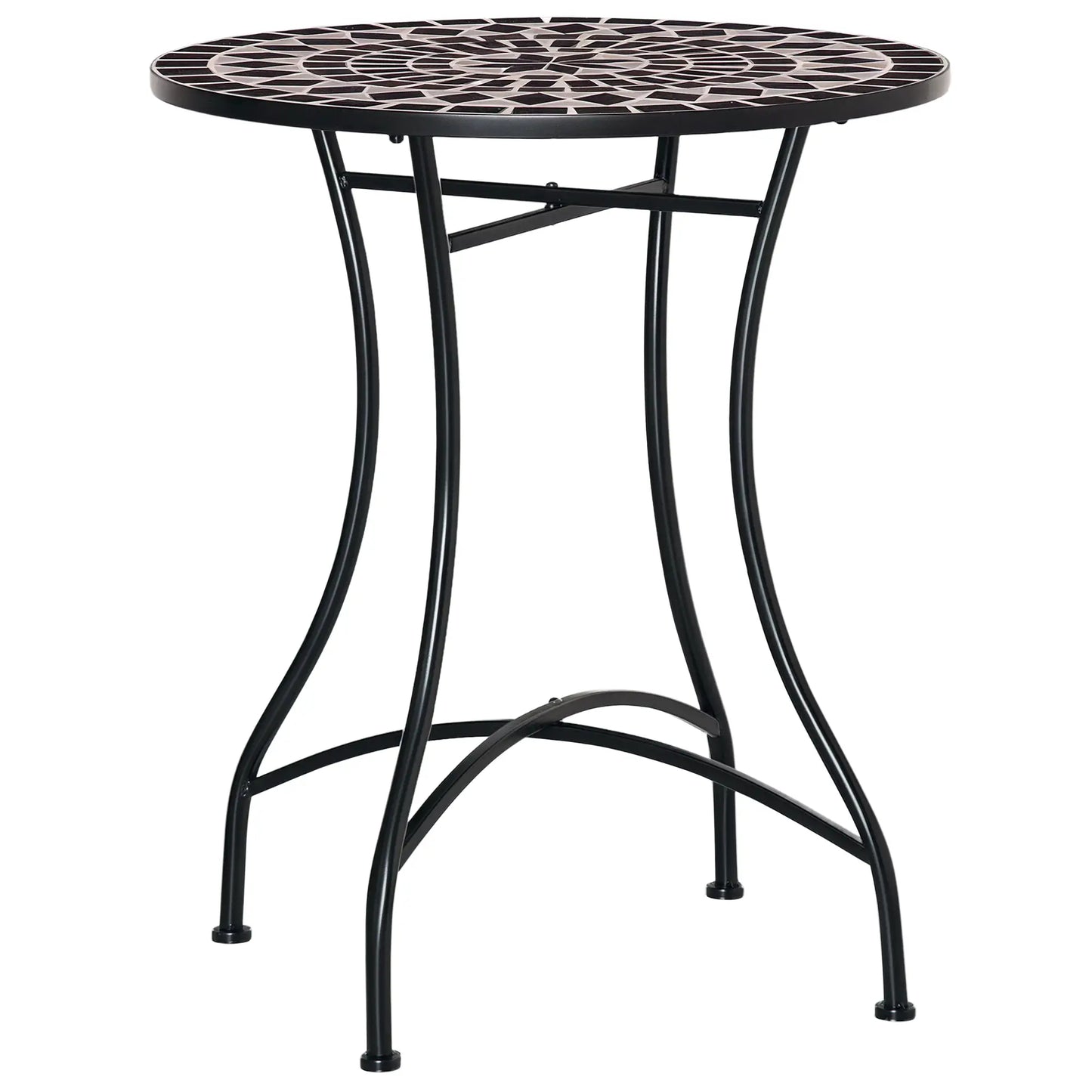 Round Mosaic Patio Table, Metal Frame, Outdoor Garden Furniture, Black Patio Side Tables at Gallery Canada
