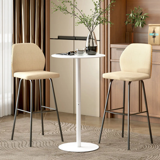 Round Bar Table for 2, Steel Frame, Easy Assembly, White