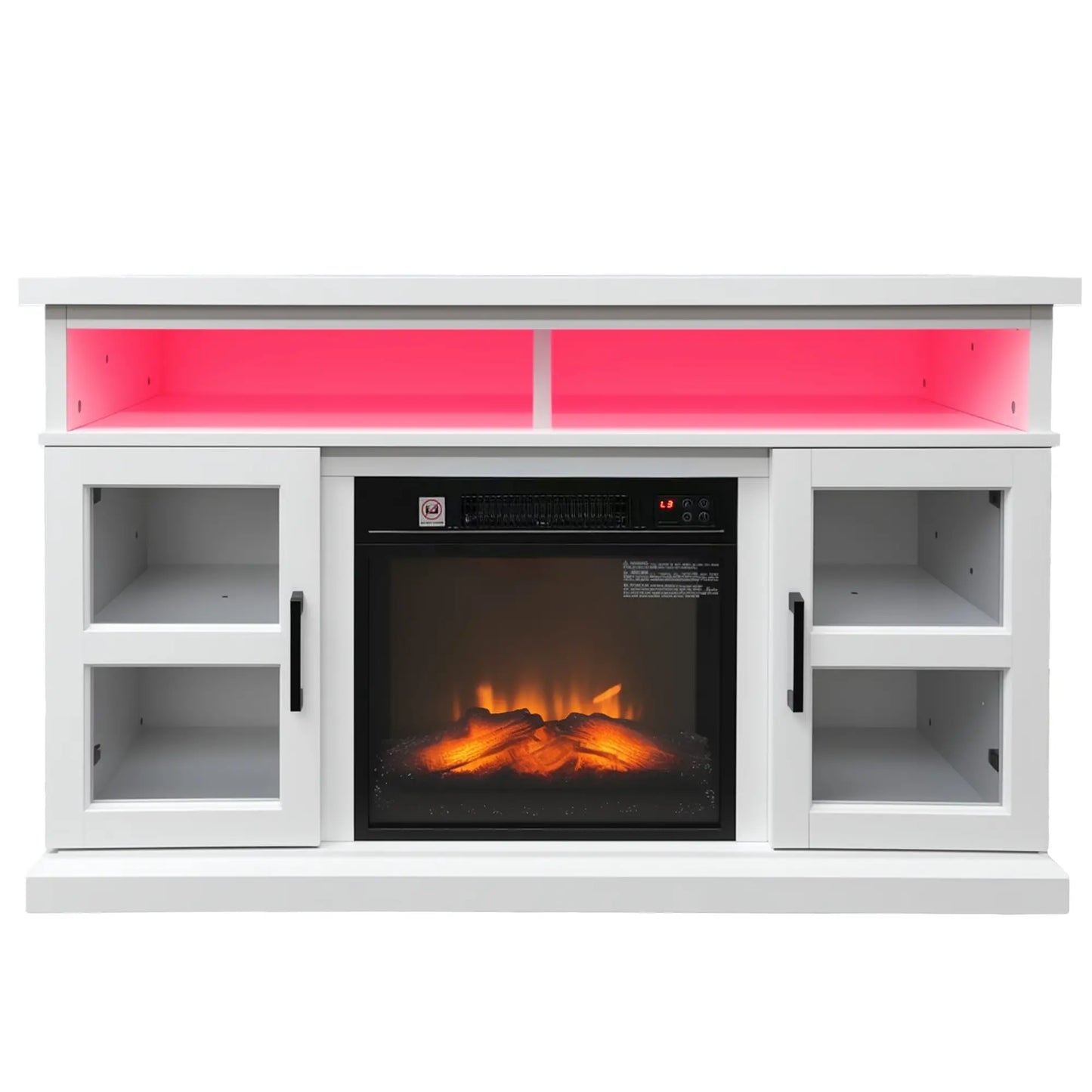 48 Inch Fireplace TV Stand, 3D Flame, Adjustable Shelves, White Electric Fireplaces at Gallery Canada