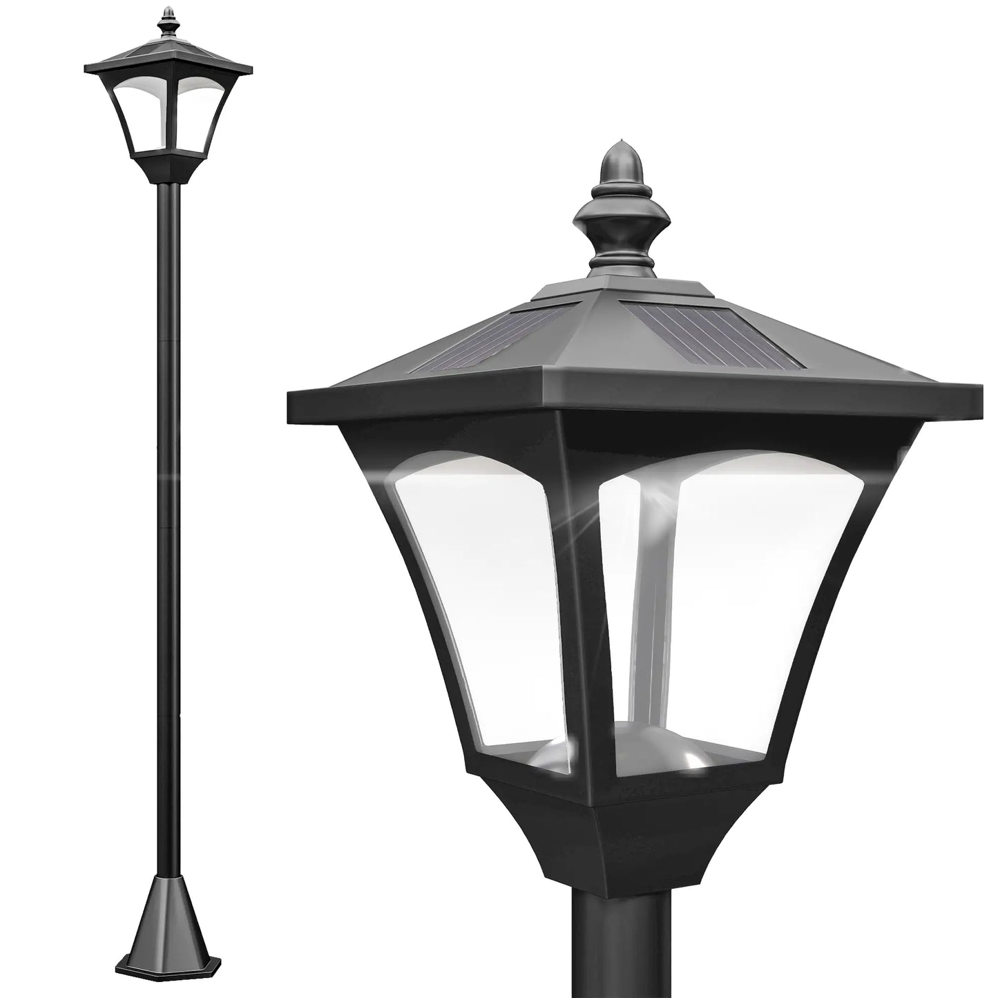 Solar Lamp Post, LED Streetlight, Outdoor Light, Waterproof, 47"H, Black Solar Post Lamps at Gallery Canada