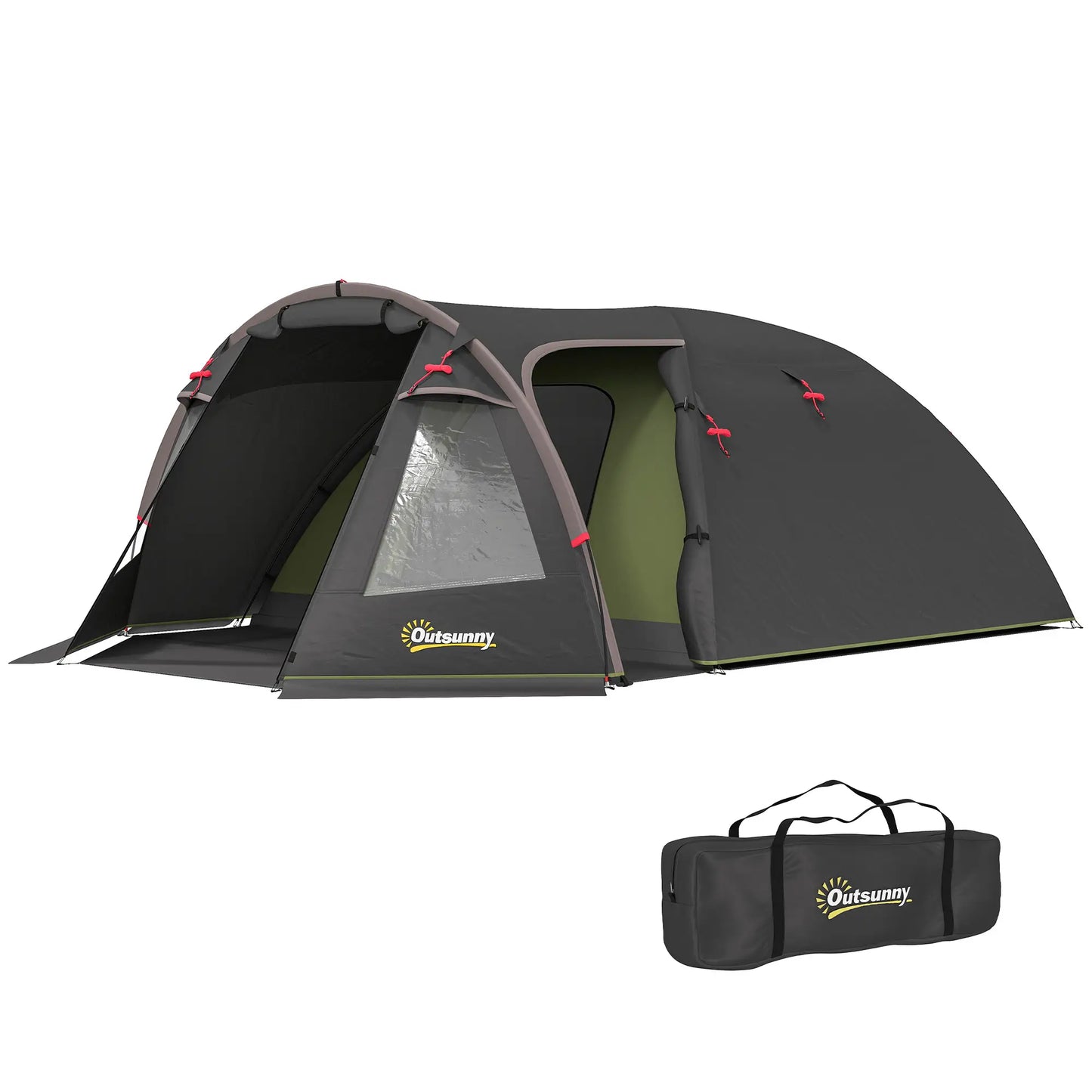 2-4 Man Camping Tent, 3000mm Waterproof, 2 Rooms, Sewn-in Groundsheet, 3 Doors Camping Tents at Gallery Canada