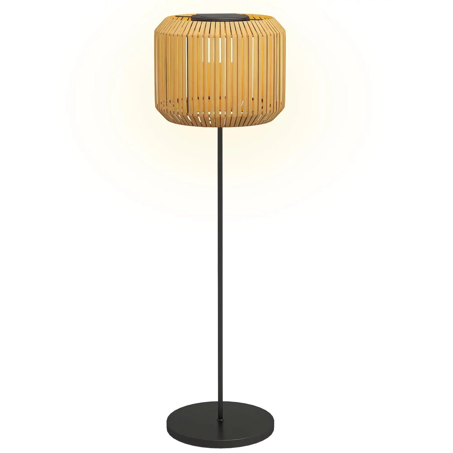 Wicker Outdoor Floor Lamp, Solar Lantern LED Lights, IP44, Yellow Solar Post Lamps at Gallery Canada