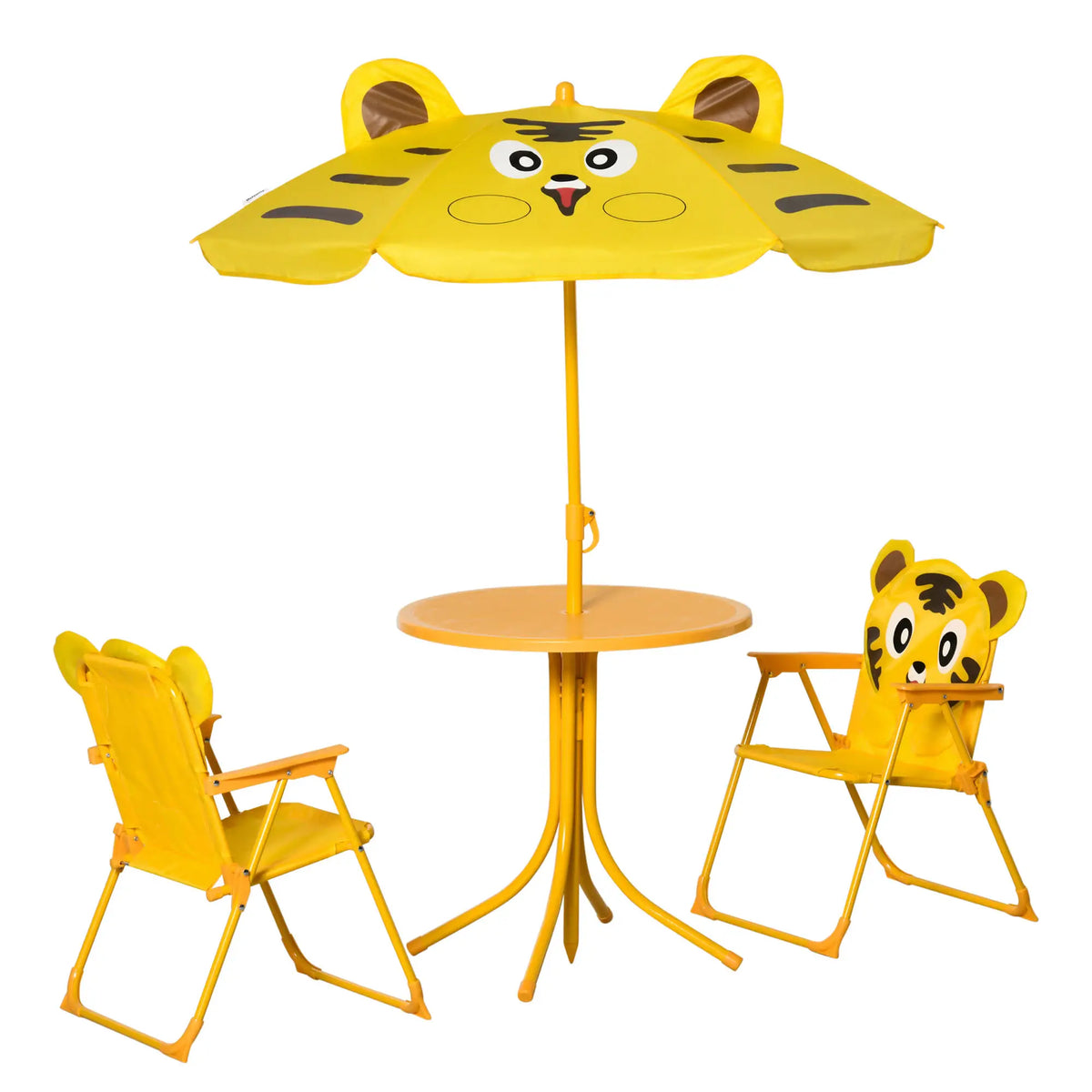 Kids Folding Picnic Table Chair Set with Adjustable Umbrella, Yellow Kids Outdoor Furniture at Gallery Canada