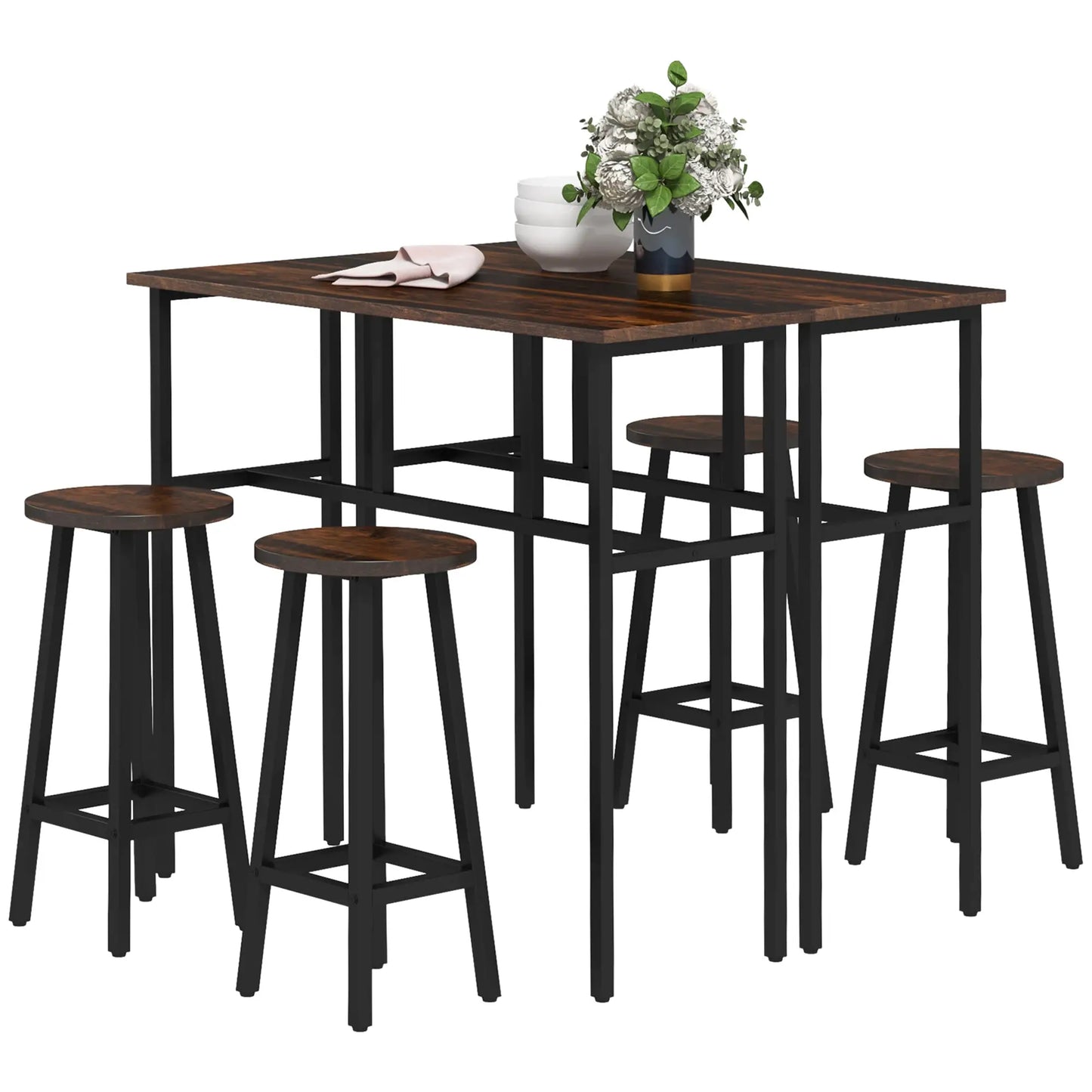 Bar Table Set, 6 Piece, Dining Room, Rustic Brown Bar Sets at Gallery Canada