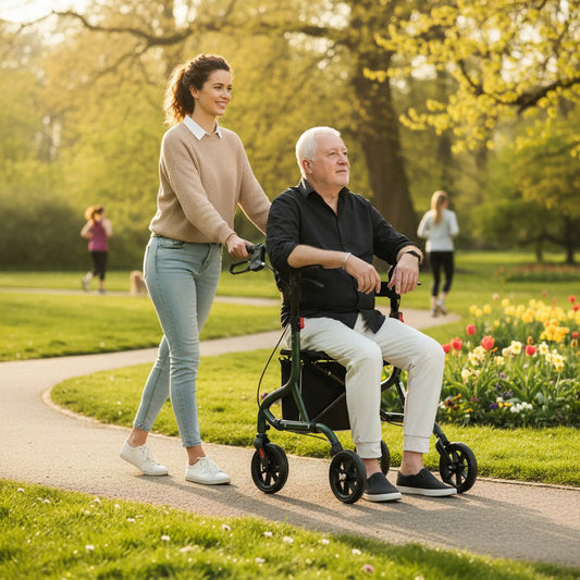 Foldable Rollator Walker With Seat, Adjustable Handles, Green Knee Walker & Wheelchair Ramps Green, Black at Gallery Canada