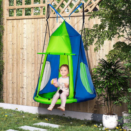 Kids Hanging Tree Swing Tent, Waterproof, With Windows, Rolling Door, Green Gym Sets & Swings Green, Blue at Gallery Canada