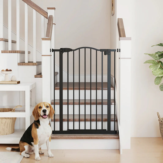 Extra Tall Dog Gate with Door, Pressure Fit, Auto Close, 29-32", Black Houses, Kennels & Pens Black at Gallery Canada