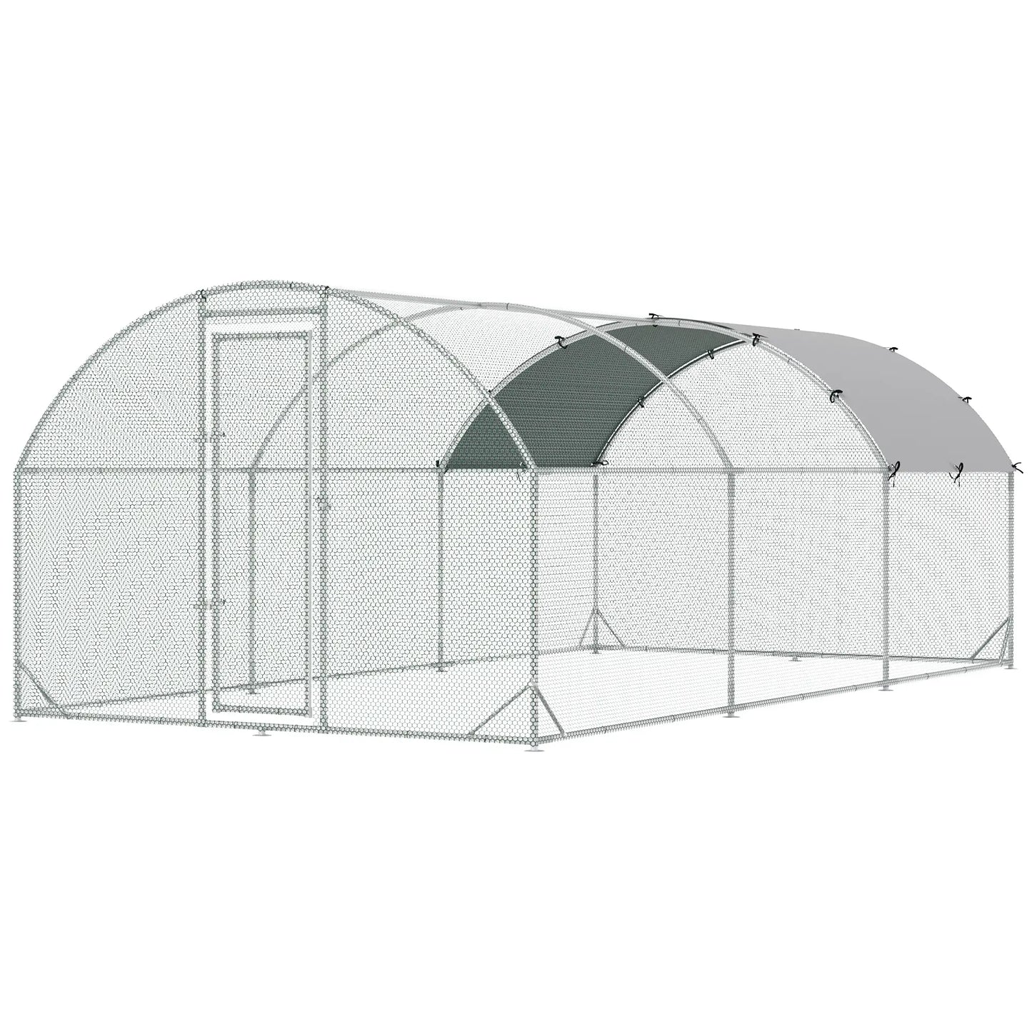 Large Metal Chicken Coop, Walk-in Enclosure, Poultry Hen Run, Rabbit Hutch, 9.2' x 18.7' x 6.5', Silver Chicken Coops at Gallery Canada