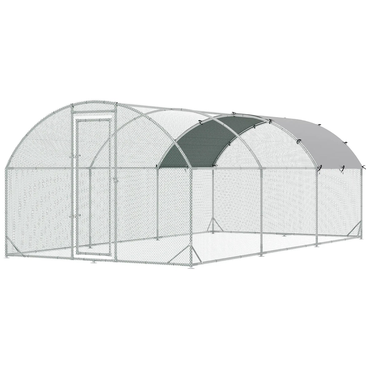 Large Metal Chicken Coop, Walk-in Enclosure, Poultry Hen Run, Rabbit Hutch, 9.2' x 18.7' x 6.5', Silver Chicken Coops at Gallery Canada