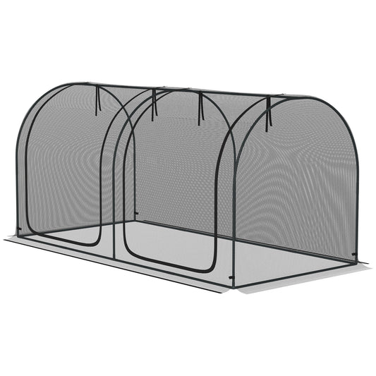 8' x 4' Crop Cage, Garden Plant Protector, with 3 Zippered Doors and 6 Ground Stakes, for Garden, Yard, Lawn, Black at Gallery Canada